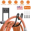 2-Pack Heavy Duty Garden Hose Holders – Stainless Steel Wall-Mount Hose Rack Organizers, Black
