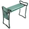 Foldable Garden Kneeler Seat with Cushion and Tool Pouch – Portable Gardener Bench and Stool
