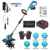 800W 21V Cordless Tiller Cultivator – 3.0Ah Battery, 8.66 in Width, 6.69 in Depth, Manganese Steel Tines