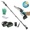 2-in-1 8 in Cordless Electric Pole Saw and Mini Chainsaw – Adjustable Length with 4 Extension Poles and 2 × 21V 3.0Ah Batteries