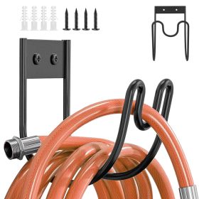 2-Pack Heavy Duty Garden Hose Holders – Stainless Steel Wall-Mount Hose Rack Organizers, Black