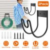 2-Pack Heavy Duty Garden Hose Holders – Stainless Steel Wall-Mount Hose Rack Organizers, Black