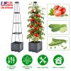 2-Pack Raised Garden Bed Boxes with Adjustable Trellis – Self-Watering Tomato Planters, 56 in, Grey