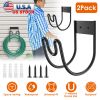 2-Pack Heavy Duty Garden Hose Holders – Stainless Steel Wall-Mount Hose Rack Organizers, Black