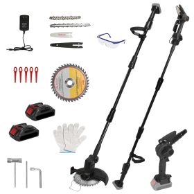 3-in-1 Cordless Pole Saw, Mini Chainsaw, and Grass Trimmer Kit – Adjustable Length with 2 × 21V Batteries and Multiple Blades