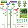 6-Pack Metal Bee Watering Stations – Anti-Drowning Bee and Butterfly Feeders with Flower Stakes for Garden Décor
