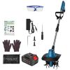 800W 21V Cordless Tiller Cultivator – 3.0Ah Battery, 8.66 in Width, 6.69 in Depth, Manganese Steel Tines