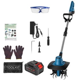 800W 21V Cordless Tiller Cultivator – 3.0Ah Battery, 8.66 in Width, 6.69 in Depth, Manganese Steel Tines