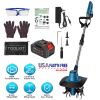 800W 21V Cordless Tiller Cultivator – 3.0Ah Battery, 8.66 in Width, 6.69 in Depth, Manganese Steel Tines
