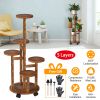 5-Tier Wooden Plant Stand with Wheels – Pine Plant Pot Display Rack for Indoor/Outdoor Décor