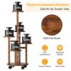 5-Tier Wooden Plant Stand with Wheels – Pine Plant Pot Display Rack for Indoor/Outdoor Décor
