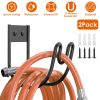 2-Pack Heavy Duty Garden Hose Holders – Stainless Steel Wall-Mount Hose Rack Organizers, Black