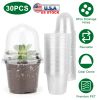 30-Pack Plant Nursery Pots with Clear Domes – PET Seed Starting Containers with Drainage Holes