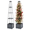 2-Pack Raised Garden Bed Boxes with Adjustable Trellis – Self-Watering Tomato Planters, 56 in, Grey