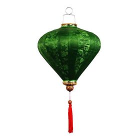 14" Green Diamond Cloth Lantern – Festival Hanging Décor