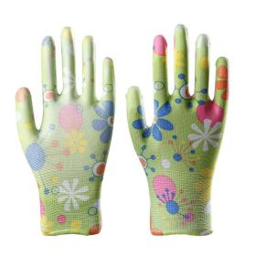 Women’s Thin PU‑Coated Nylon Work Gloves – 12 Pairs, Green