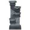 33.5" 4‑Tier Cascading Bowls Fountain – Resin Outdoor Waterfall with LEDs