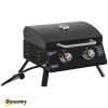 Portable 2‑Burner Propane Gas Tabletop Grill with Foldable Legs & Lid Thermometer