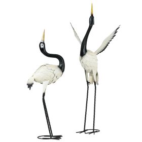 Set of 2 Heron Garden Sculptures – 35.5" & 40.5", White & Black
