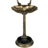 32" Antique Bronze Birdbath with Planter Pedestal & Bird Statues