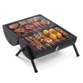 Portable Double‑Sided Charcoal Grill with Carry Bag – Tabletop Outdoor BBQ