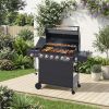 6‑Burner Propane Gas Grill with Side Burner, Cast‑Iron Grates & Side Tables – 72,000 BTU