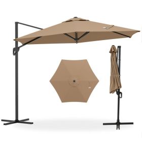 9' x 8.2' Cantilever Patio Umbrella – Double‑Tier Vented Offset, Brown