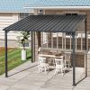 8' x 10' Wall‑Mounted Metal Pergola – Inclined Roof Black Shed/Gazebo