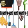 Holikme Metal Broom Holder Wall Mount – 4 Positions with 4 Hooks, Black