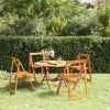 Set of 4 Natural Acacia Wood Garden Chairs