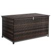 120 Gal Resin Wicker Deck Box – Waterproof Outdoor Storage Bench