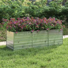 Garden Raised Bed – Galvanized Steel, Silver 94.5" x 31.5" x 30.3", Open Bottom