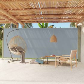 Patio Retractable Side Awning 86.6"x236.2" Gray
