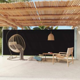 Patio Retractable Side Awning 78.7"x236.2" Black