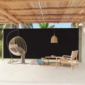 Patio Retractable Side Awning 86.6"x236.2" Black