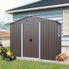8' x 4' Gray Metal Storage Shed with Window & Metal Foundation