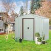 8' x 4' White Metal Storage Shed with Metal Foundation