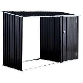 Firewood Storage Shed – Outdoor Firewood Rack & Log Holder, Anthracite Galvanized Steel