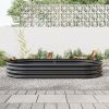 Raised Garden Bed Outdoor – Oval Large Black Metal Planter Bed for Vegetables & Flowers