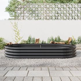 Raised Garden Bed Outdoor – Oval Large Black Metal Planter Bed for Vegetables & Flowers