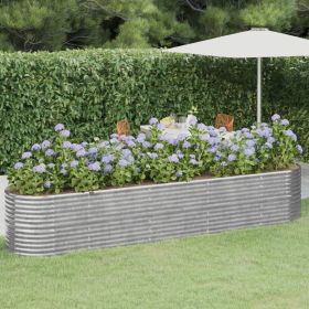 Large Oval Garden Raised Bed – Silver Powder‑Coated Steel