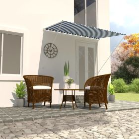 Retractable Awning 98.4" x 59.1" Blue and White