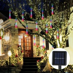 Solar Powered Meteor Shower String Lights 9.84FT Falling Raindrop Tube Lamp Water Resistant Decorative Lights