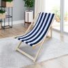 Populus Wood Sling Chair with Blue and Dark Blue Stripes