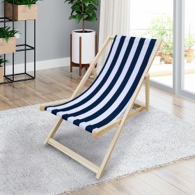 Populus Wood Sling Chair with Blue and Dark Blue Stripes