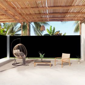 Retractable Side Awning Black 78.7"x393.7"