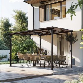 10' x 10' Wall‑Mounted Lean‑To Pergola Gazebo – Metal Frame & Polycarbonate Roof