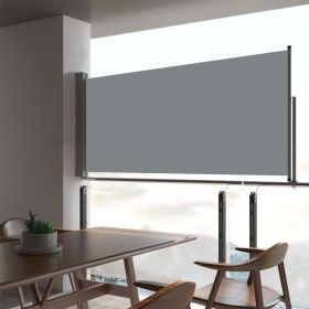 Patio Retractable Side Awning 23.6"x118.1" Gray