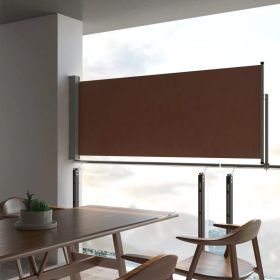 Patio Retractable Side Awning 39.4"x118.1" Brown