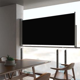 Patio Retractable Side Awning 23.6"x118.1" Black